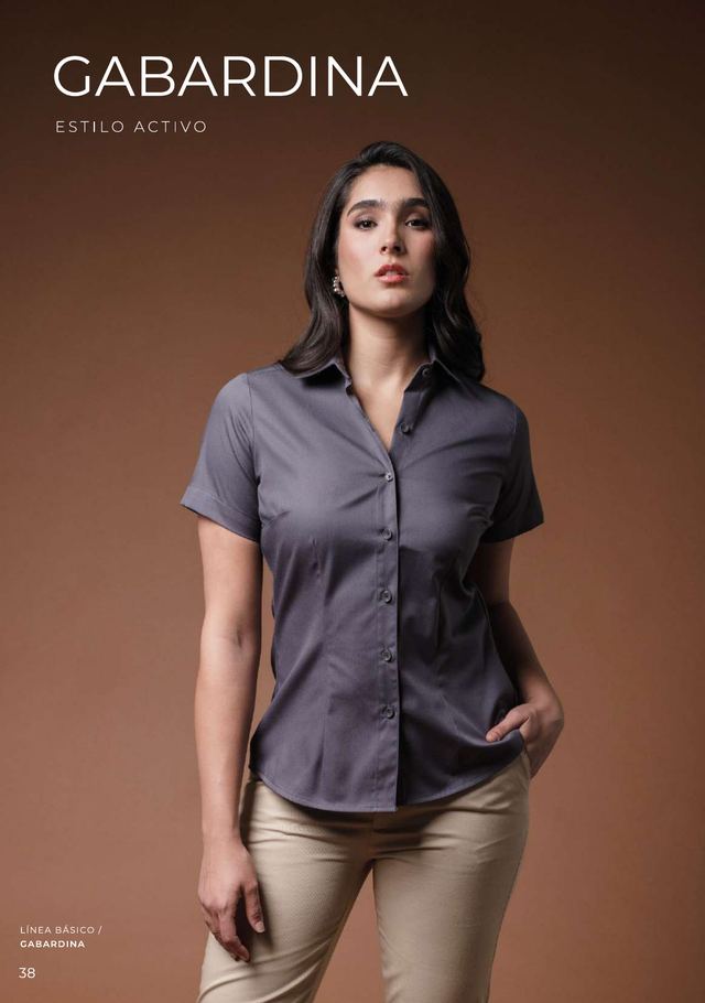 Camisa Gabardina Bibo color gris, modelo dama