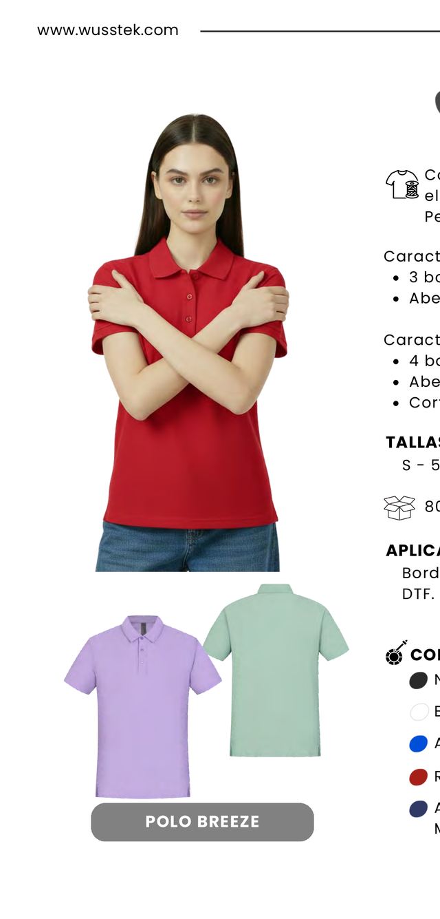 Polo Breeze Wusstek color rojo, modelo dama