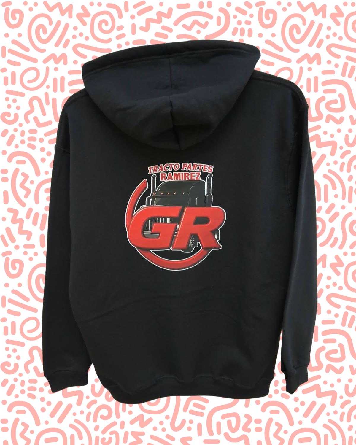 Sudadera negra con estampado DTF — Tracto Partes Ramirez