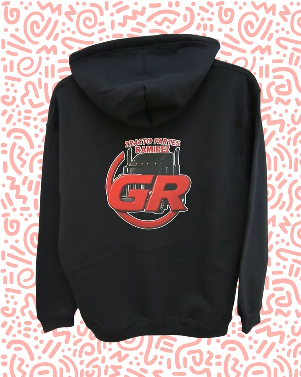Sudadera negra con estampado DTF — Tracto Partes Ramirez