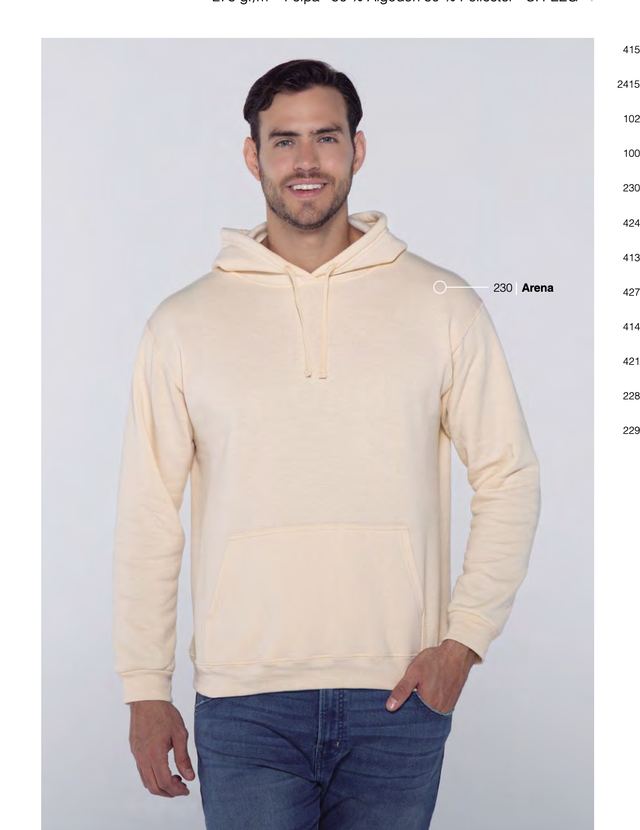 Sudadera Yazbek C0701 con capucha y cangurera color arena